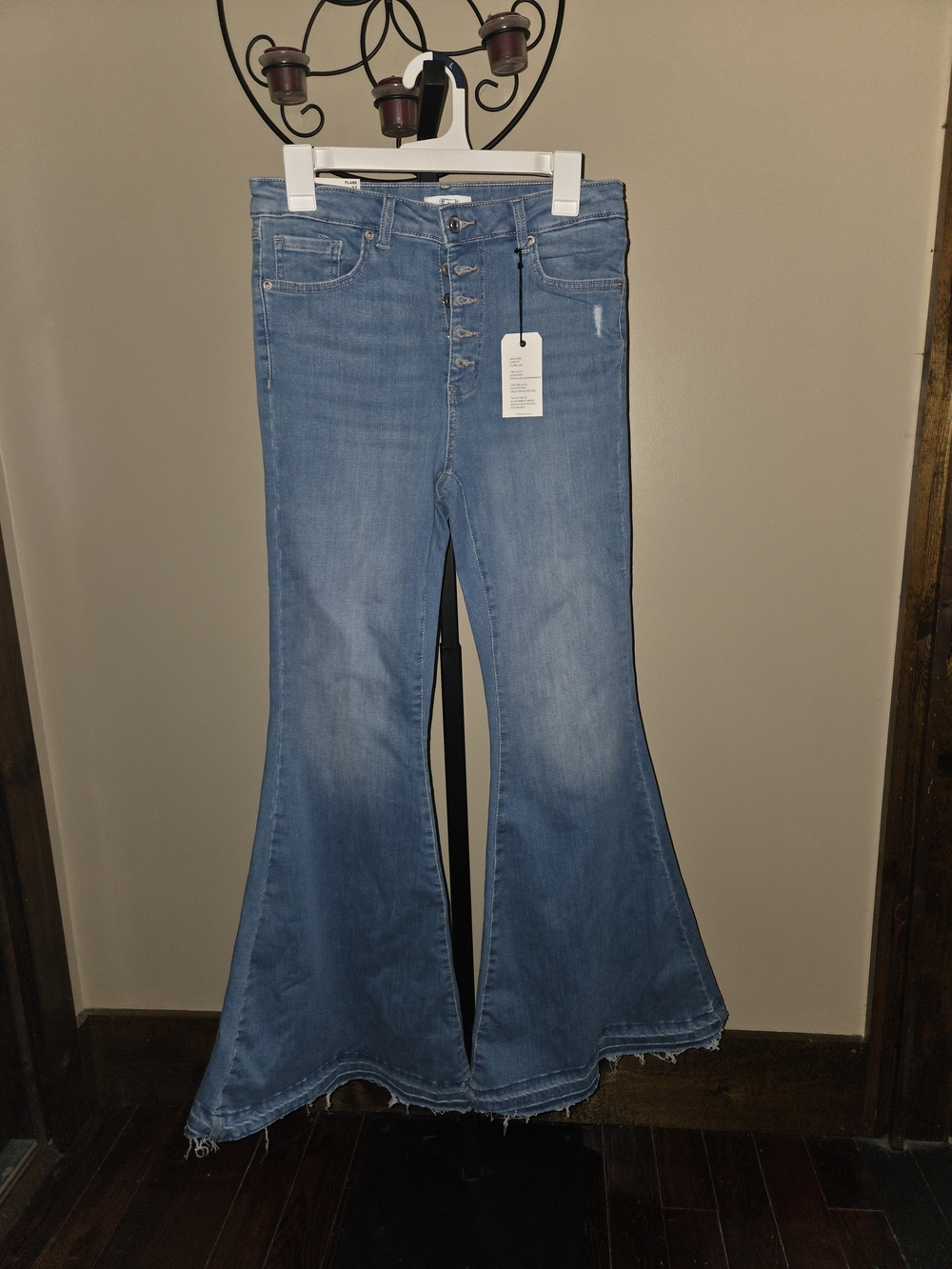 Forever 21 Light Blue Button-Front Flare Jeans